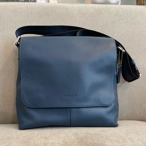 Blue Leather Coach Messenger Bag
